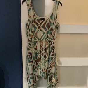 As U Wish Green and Brown Patterned Dress